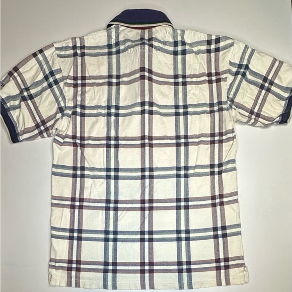 Duck Head Polo Shirt Mens Medium White Blue Plaid Short Sleeve Golf Tour Vintage - Picture 2 of 6